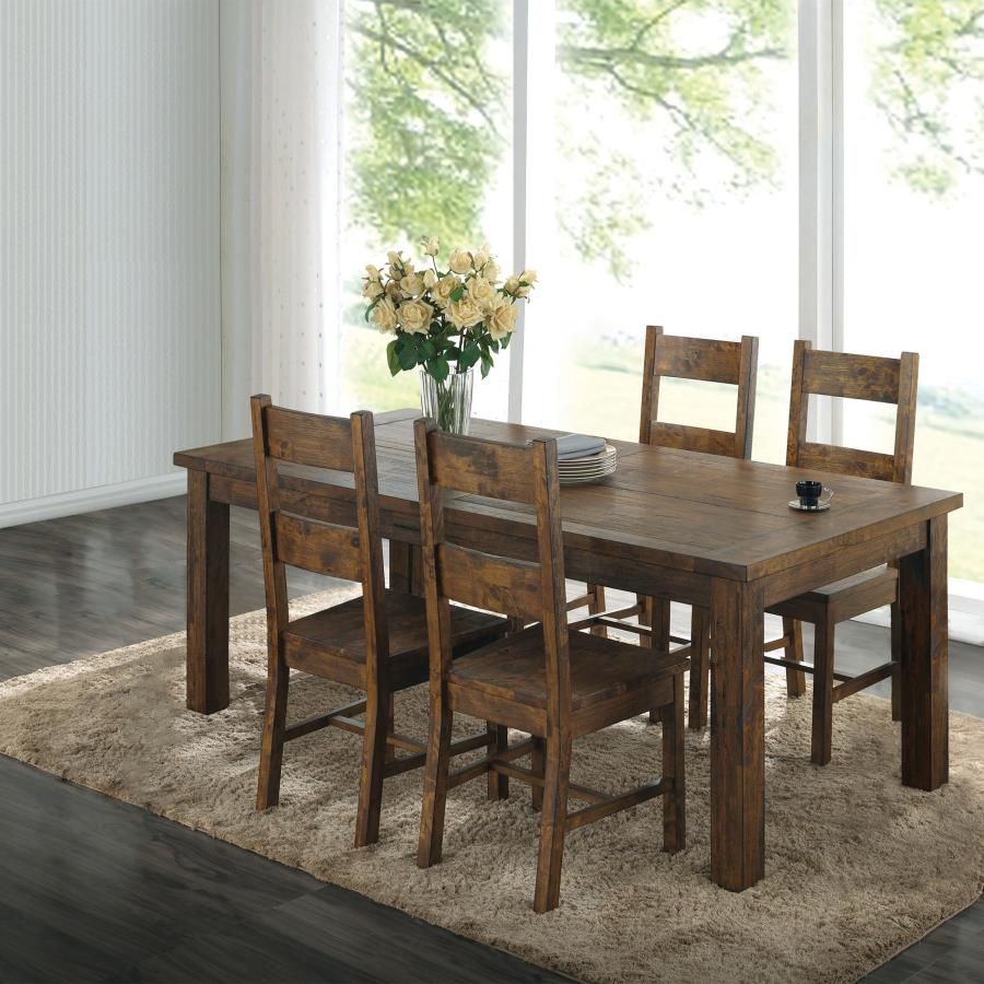 Coleman Rectangular Dining Set Rustic Golden Brown, Sets: 5-Piece