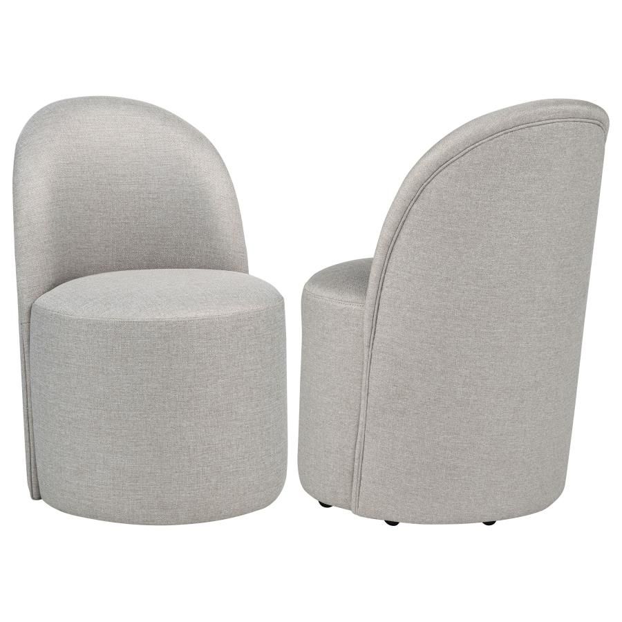 Aubrey Upholstered Barrel Dining Side Chair (Set of 2), Color: Beige