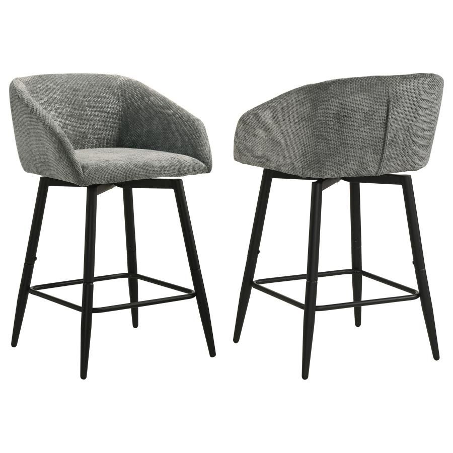 Rainer Fabric Upholstered Swivel Counter Height Chair (Set of 2), Color: Grey