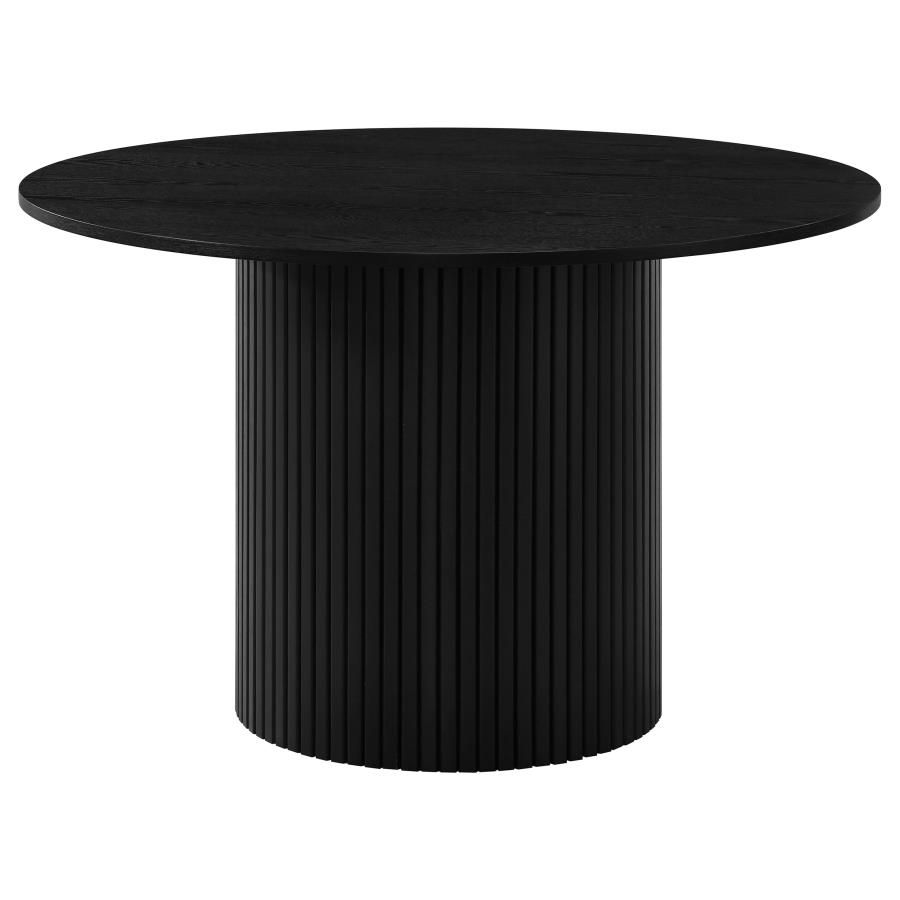 Hamlyn 47-inch Round Wood Dining Room Table, Color: Black