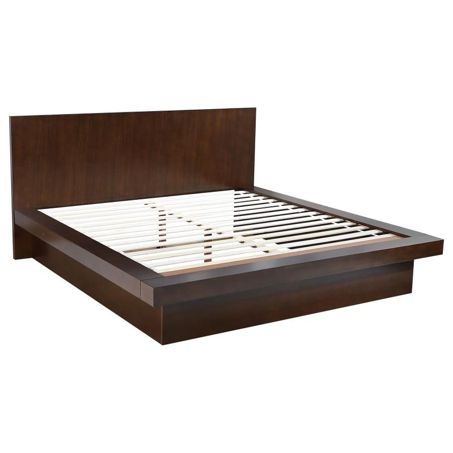 Jessica Wood LED Panel Bed Cappuccino, Size: Eastern King