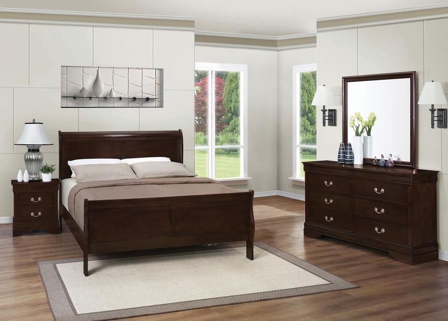 Louis Philippe Bedroom Set Cappuccino, Sets: 4-Piece, Size: Full