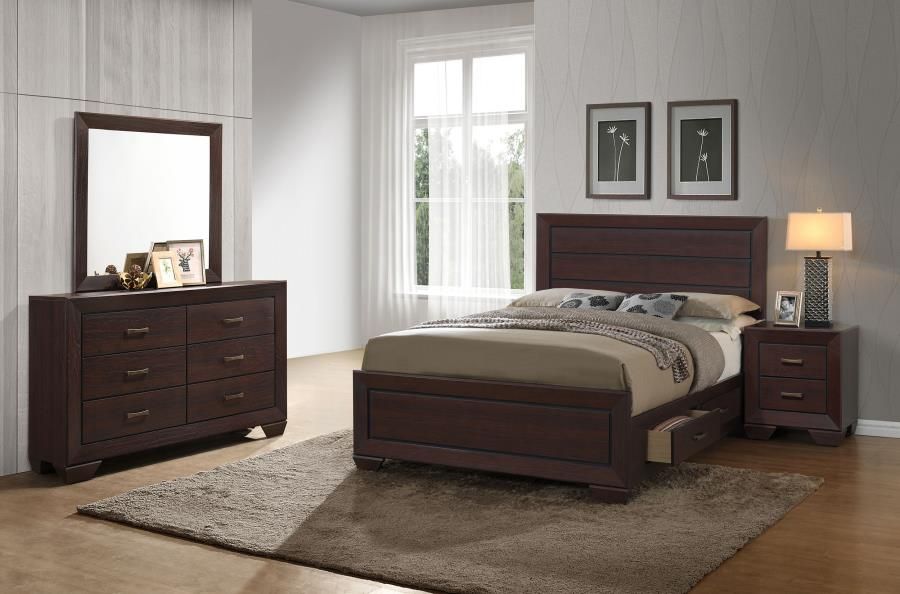 Kauffman Bedroom Set Dark Cocoa, Sets: 4-Piece, Size: Eastern King