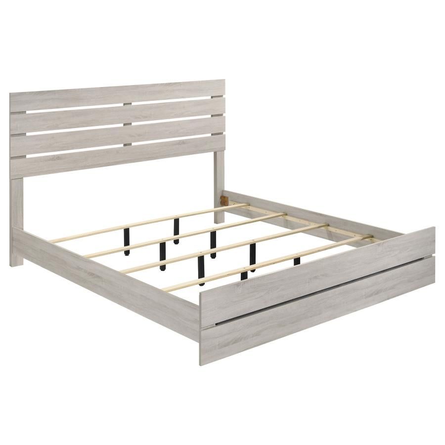 Brantford Wood Panel Bed Coastal White, Size: Eastern King
