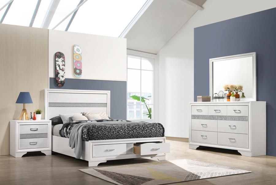 Miranda Bedroom Set White (205111), Sets: 4-Piece, Size: Full