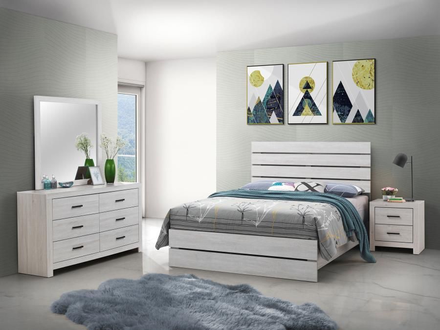 Brantford Bedroom Set Coastal White (207051), Sets: 4-Piece, Size: Eastern King