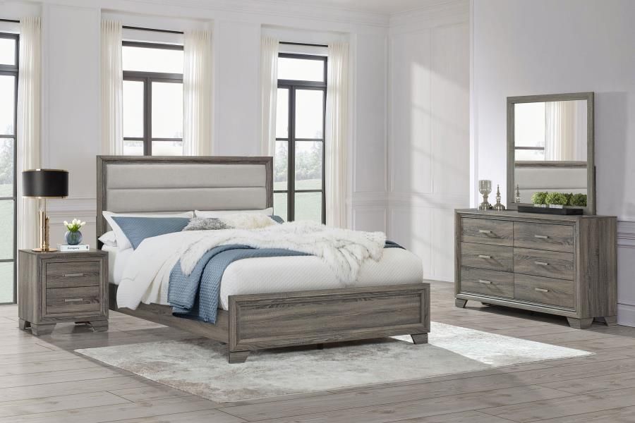 Wright Bedroom Set Brown Oak, Sets: 4-Piece, Size: Eastern King
