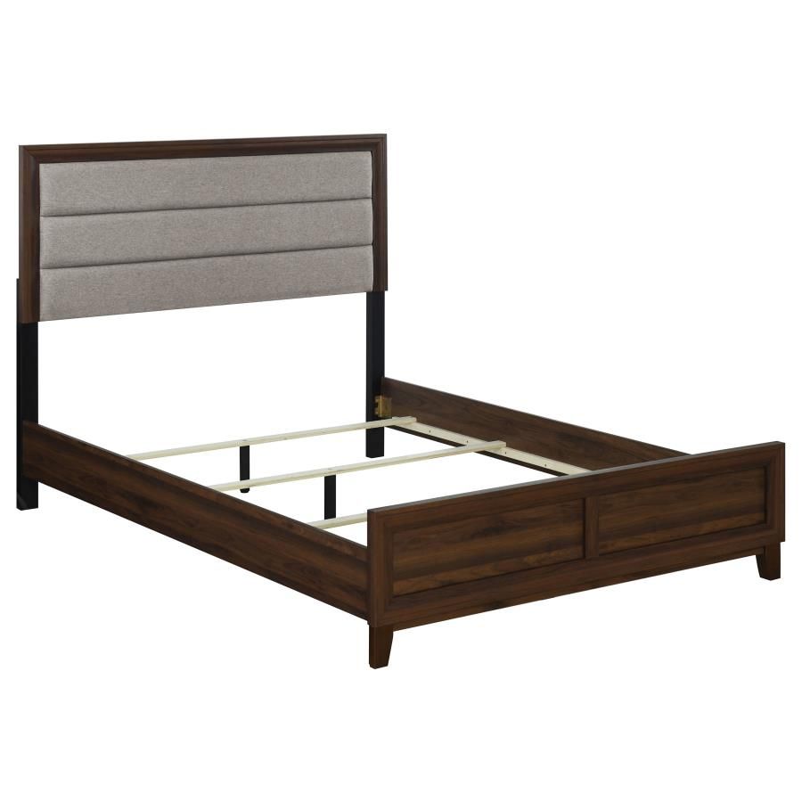 Welsley 50-inch Upholstered Bed Walnut, Size: Eastern King