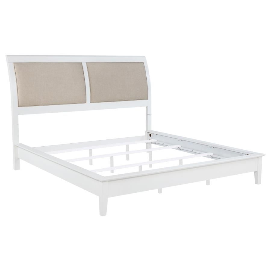 Bexhill 56-inch Upholstered Panel Bed White, Size: Eastern King