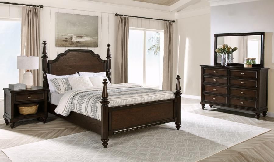 Andover Bedroom Set Dark Oak, Sets: 4-Piece, Size: Eastern King