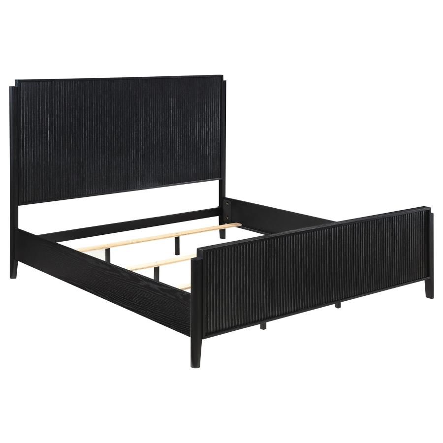 Brookmead Wood Panel Bed Black, Size: Eastern King