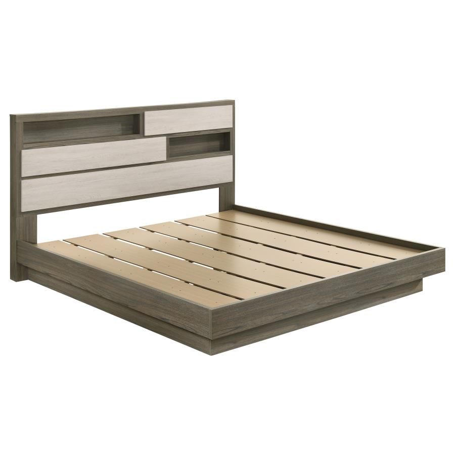 Fenwick Bed Bookcase Headboard Grey Oak, Size: Eastern King