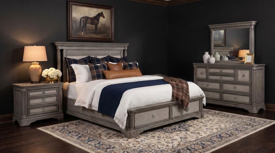 Cresswell Storage Bedroom Set Taupe, Sets: 4-Piece, Size: Eastern King