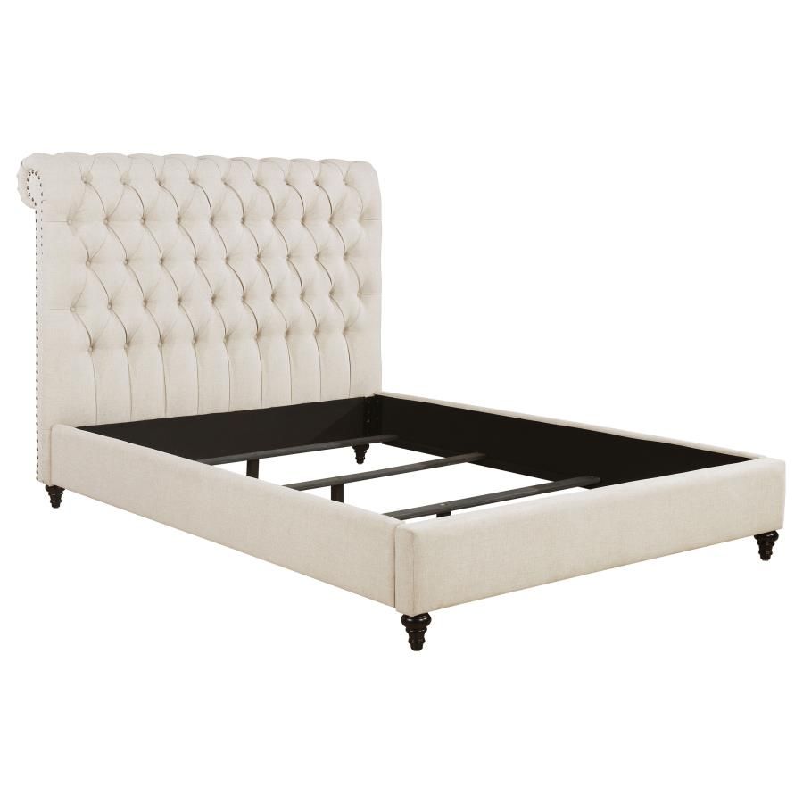Devon 57-inch Upholstered Panel Bed Beige, Size: Full