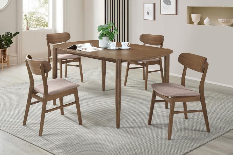 Dortch Oval Dining Set with Upholstered Chairs Walnut, Sets: 5-Piece
