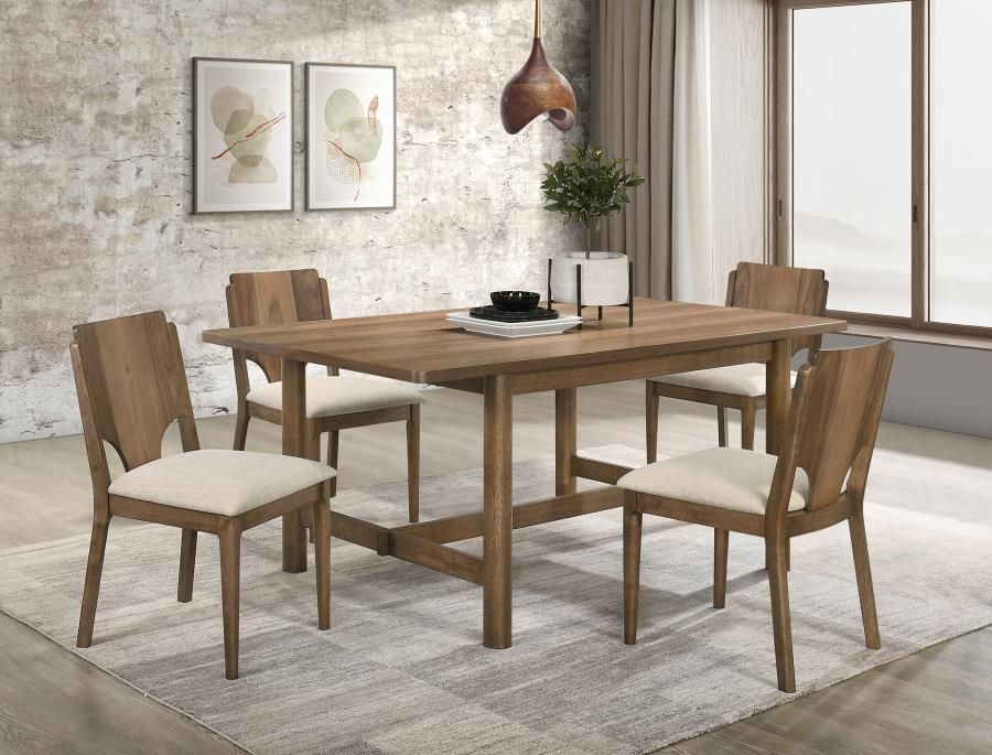 Crestmore Rectangular Dining Table Set Walnut, Sets: 5-Piece