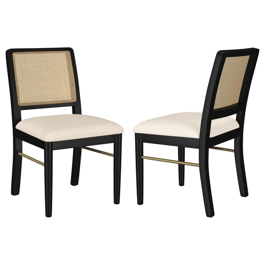 Arini Rattan Cane Dining Side Chair (Set of 2), Color: Black
