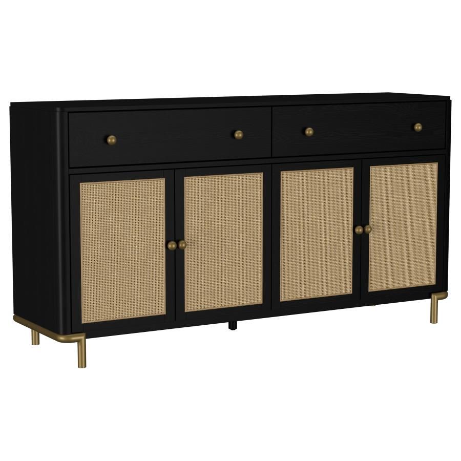 Arini 2-drawer Cane Door Dining Sideboard Server, Color: Black