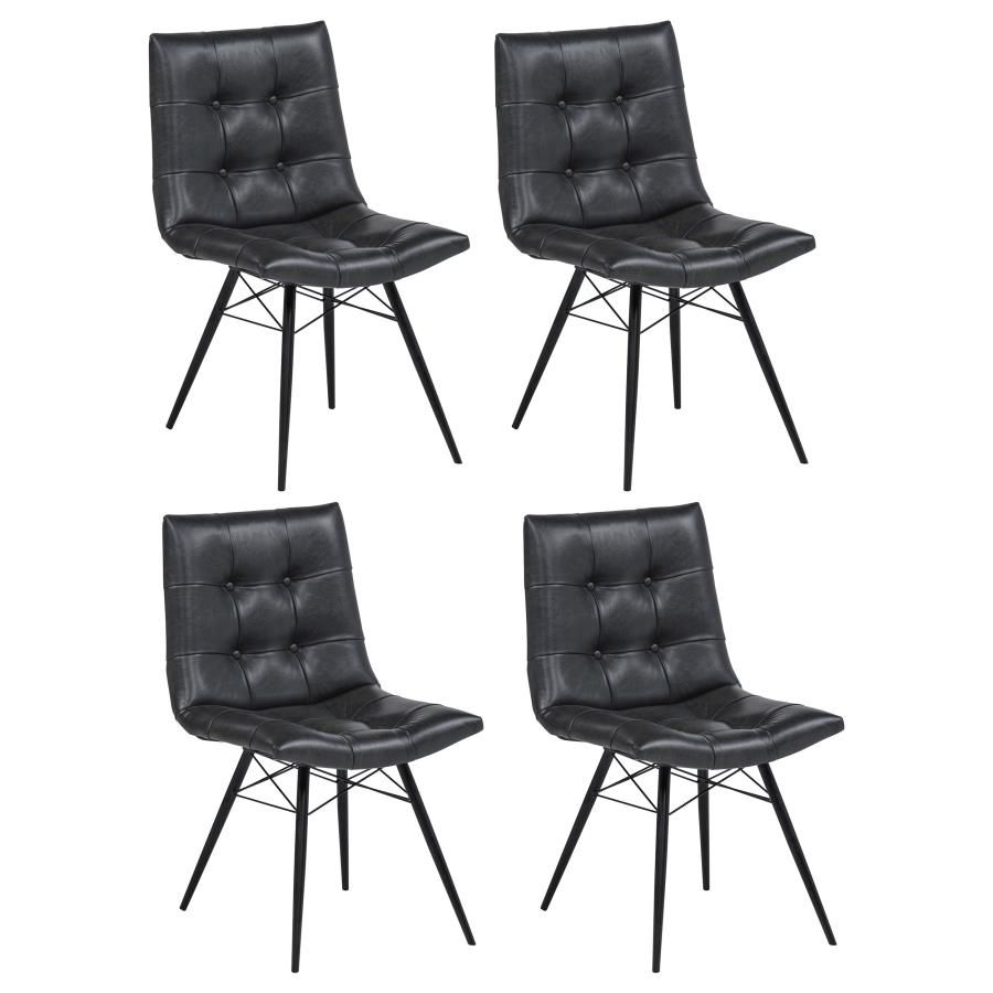 Aiken Faux Leather Upholstered Dining Side Chair (Set of 4), Color: Grey