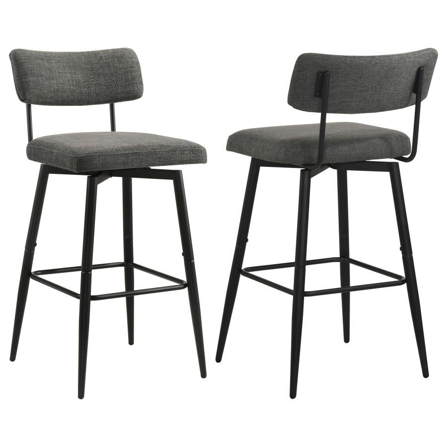 Levine Fabric Upholstered Swivel Bar Chair (Set of 2), Color: Grey