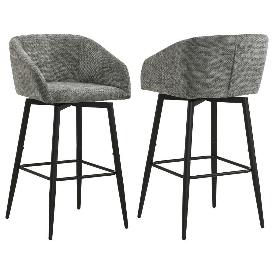 Rainer Fabric Upholstered Swivel Bar Chair (Set of 2), Color: Grey