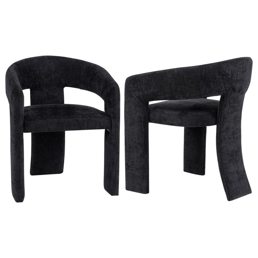 Carlow Upholstered Dining Arm Chair (Set of 2), Color: Black