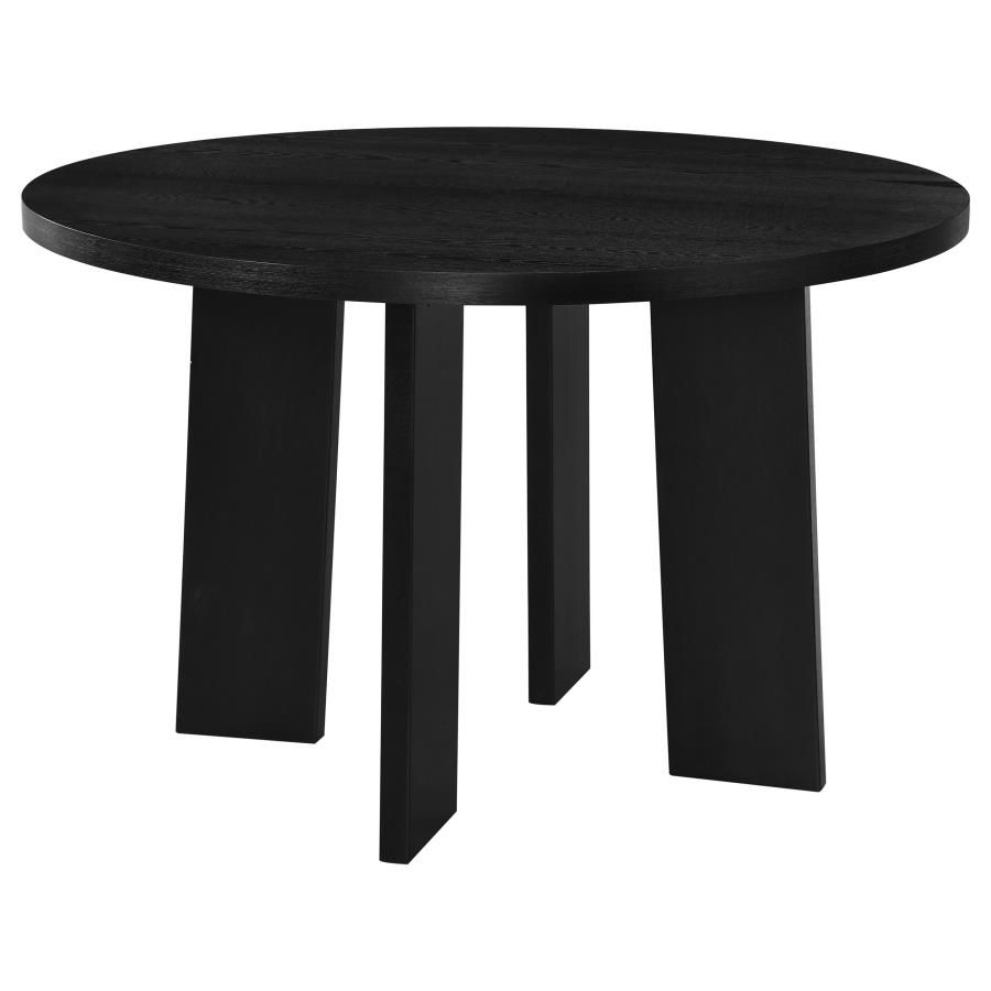 Strouse 47-inch Round Wood Dining Room Table, Color: Black