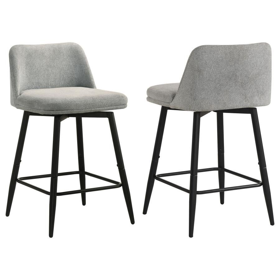Mellor Fabric Upholstered Swivel Counter Chair (Set of 2), Color: Grey