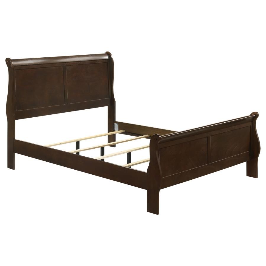 Louis Philippe Wood Sleigh Bed Cappuccino, Size: Full