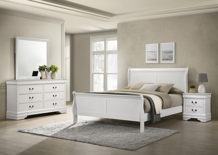Louis Philippe Bedroom Set White, Sets: 4-Piece, Size: Full