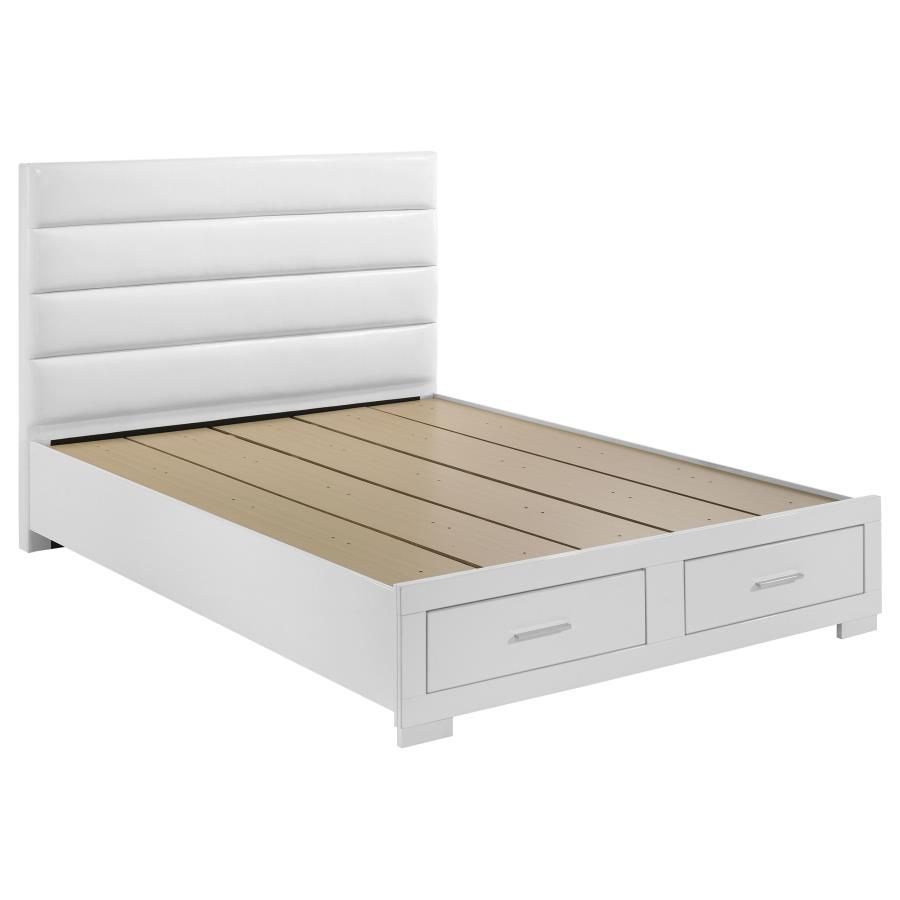Felicity Storage Bed White High Gloss, Size: Eastern King