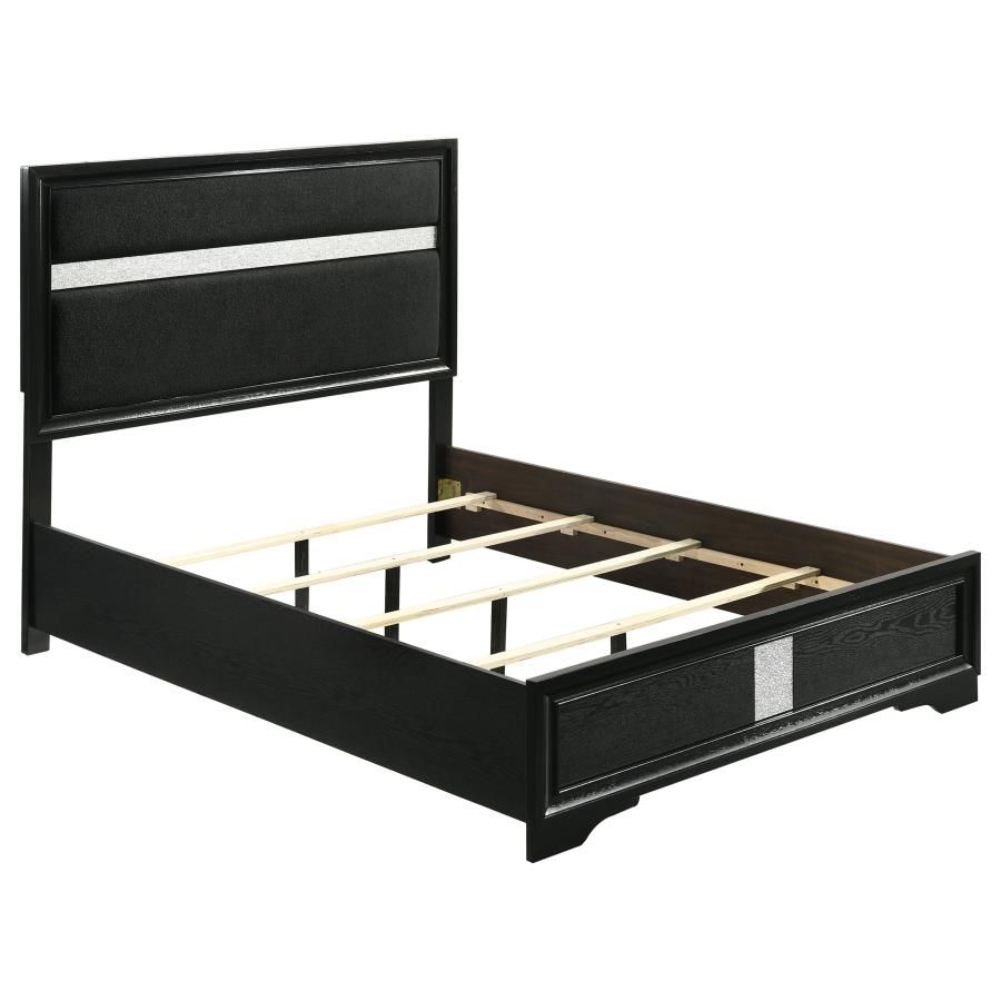 Miranda 54-inch Upholstered Panel Bed Black, Size: Full