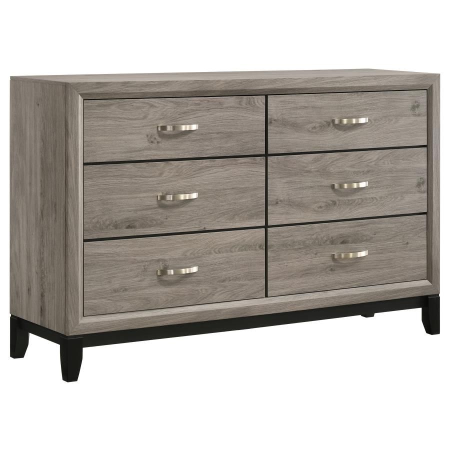 Valen 6-drawer Bedroom Dresser Light Taupe, Color: Grey