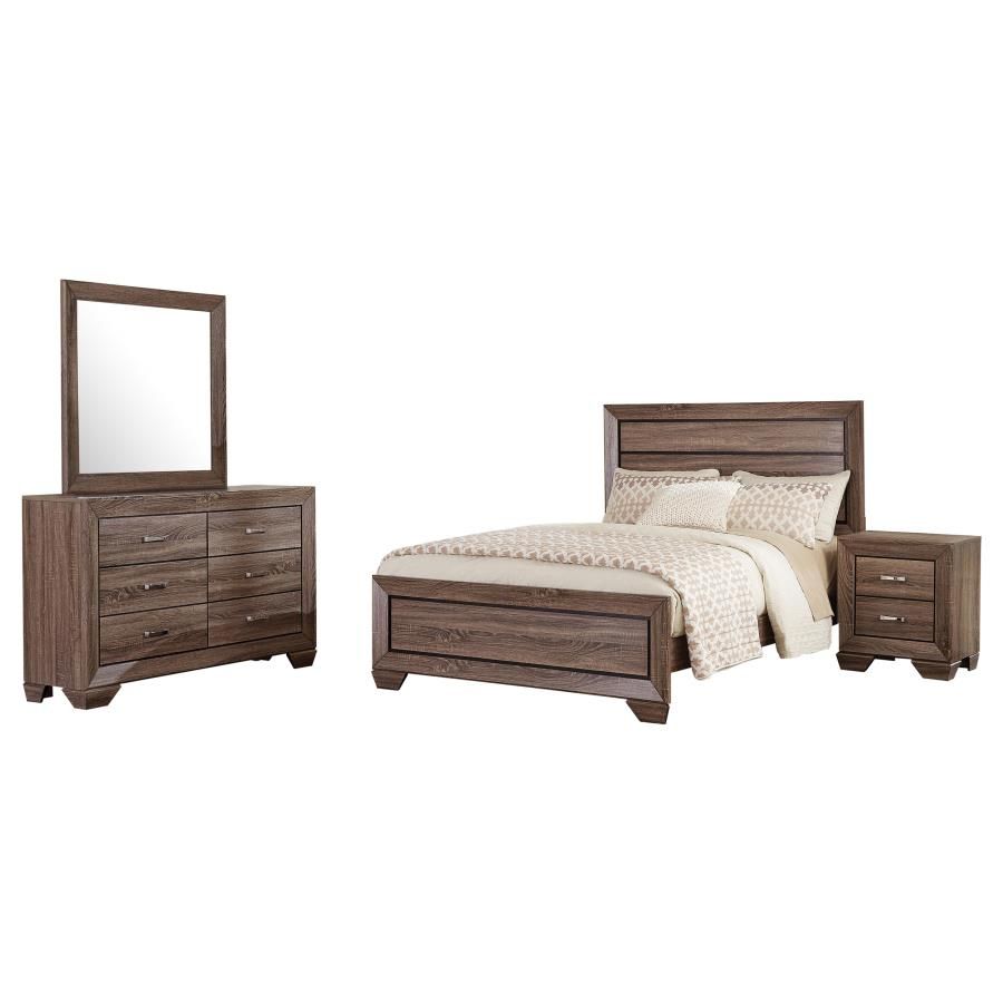 Kauffman Bedroom Set Washed Taupe (204191), Sets: 4-Piece, Size: Eastern King