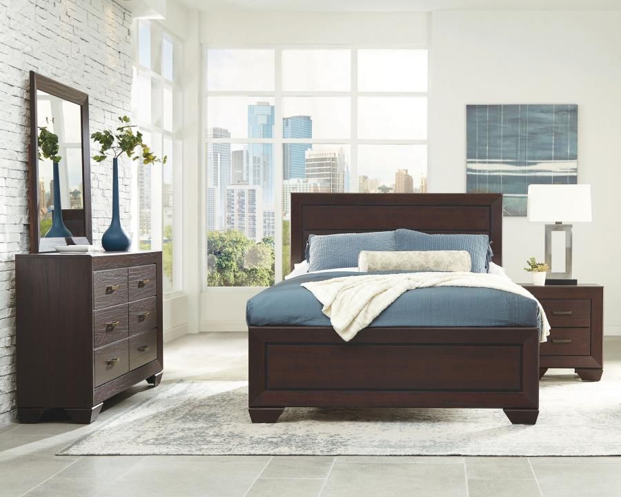 Kauffman Bedroom Set Dark Cocoa (204391), Sets: 4-Piece, Size: Eastern King