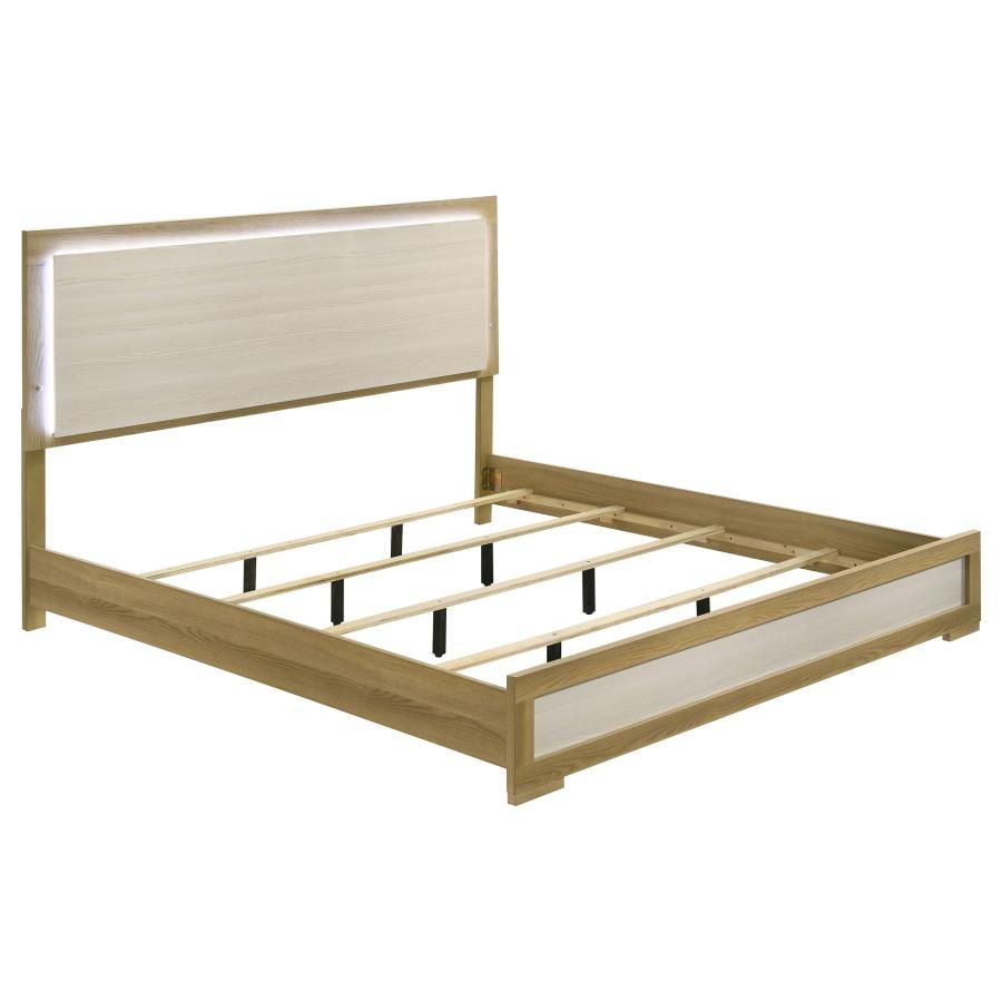 Hyland Panel Bed LED Natural, Size: Eastern King