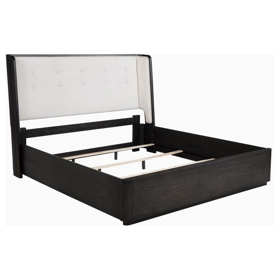 Leandro 55-inch Wingback Bed Burnished Black, Size: Eastern King