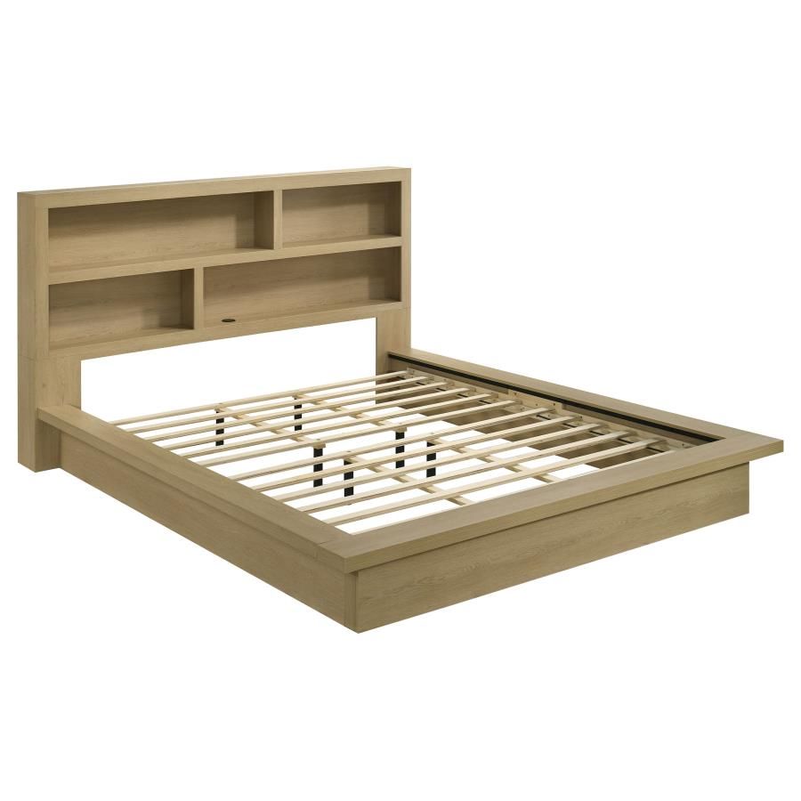 Hendricks Bookcase Headboard Platform Bed Light Oak, Size: Eastern King