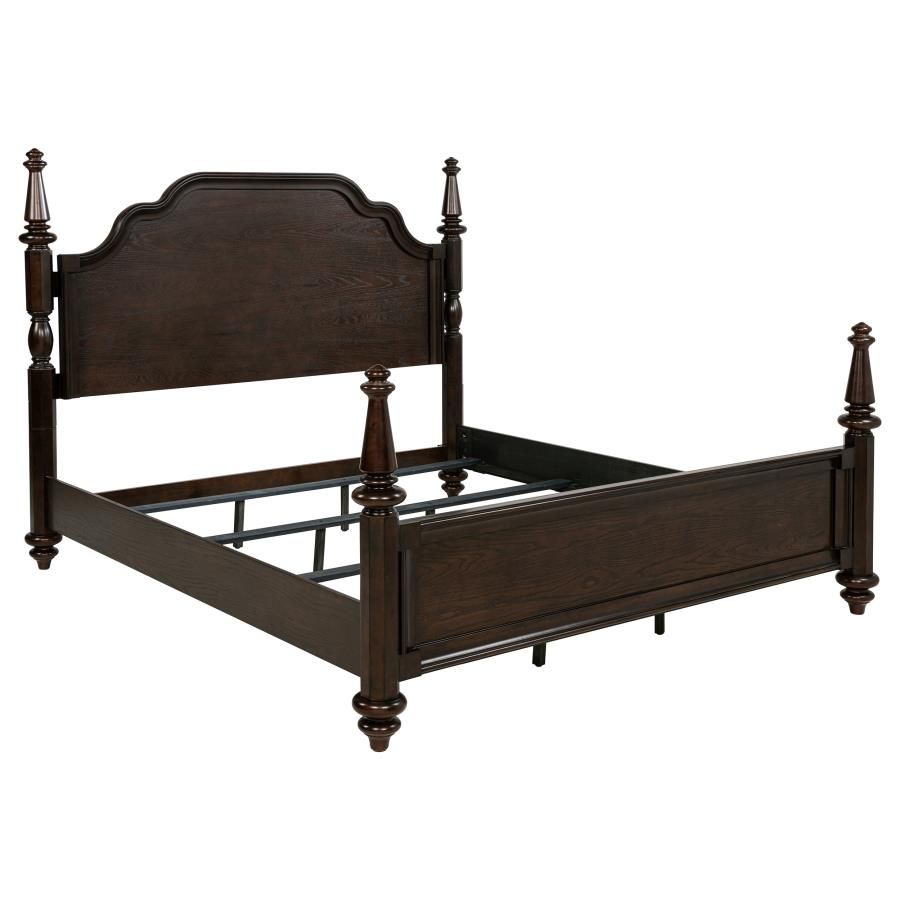 Andover 63-inch Four Poster Bed Dark Oak, Size: Eastern King