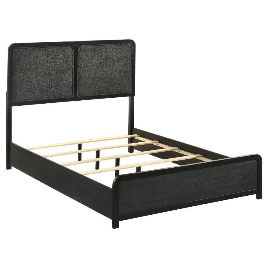 Cavelle 51-inch Upholstered Panel Bed Black, Size: Full