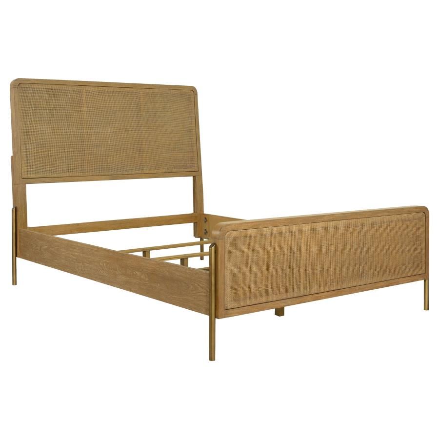 Arini Rattan Panel Bed Sand Wash and Natural, Size: Eastern King