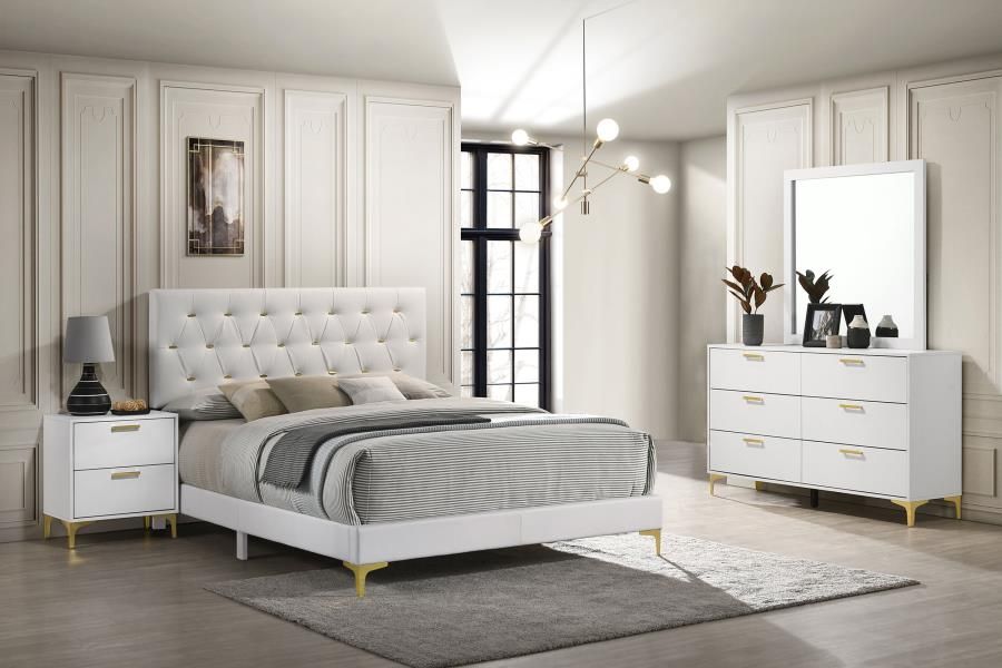 Kendall Bedroom Set White, Sets: 4-Piece, Size: Eastern King