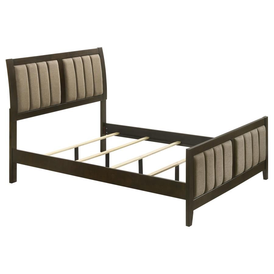 Wilkes Vertical-Channel Upholstered Panel Bed Dark Cocoa, Size: Full