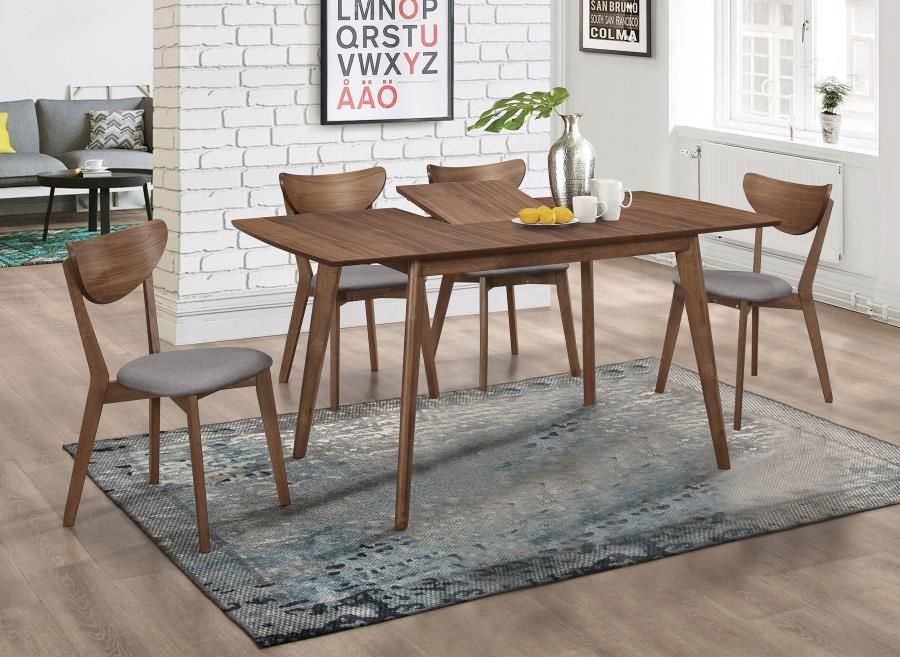 Alfredo Butterfly Leaf Dining Set Natural Walnut, Sets: 5-Piece