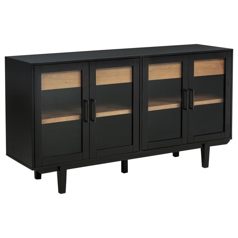Middleton 4-door Sideboard Server with Dual Drawers, Color: Black
