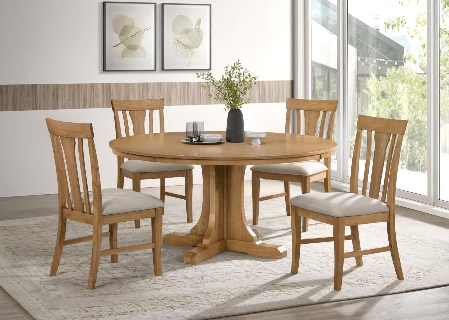 Hartville Round Dining Table Set Natural Light Brown, Sets: 5-Piece