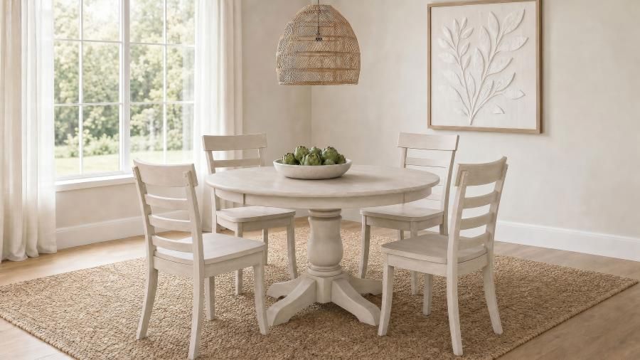 Orrison Oval 62-inch Extension Leaf Dining Set Linen, Sets: 5-Piece