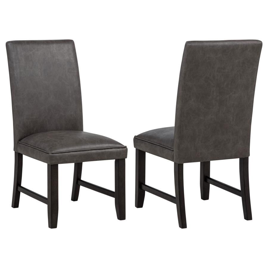 Averill Faux Leatherette Upholstered Dining Side Chair (Set of 2), Color: Grey