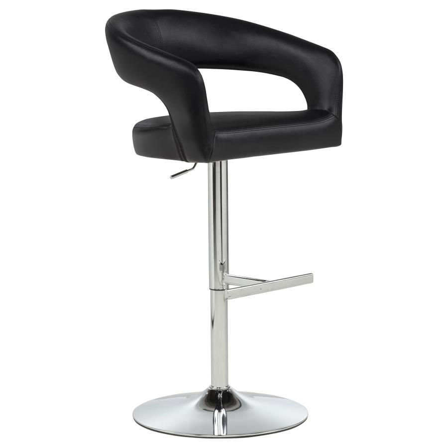 Travia Leatherette Upholstered Adjustable Bar Stool, Color: Black