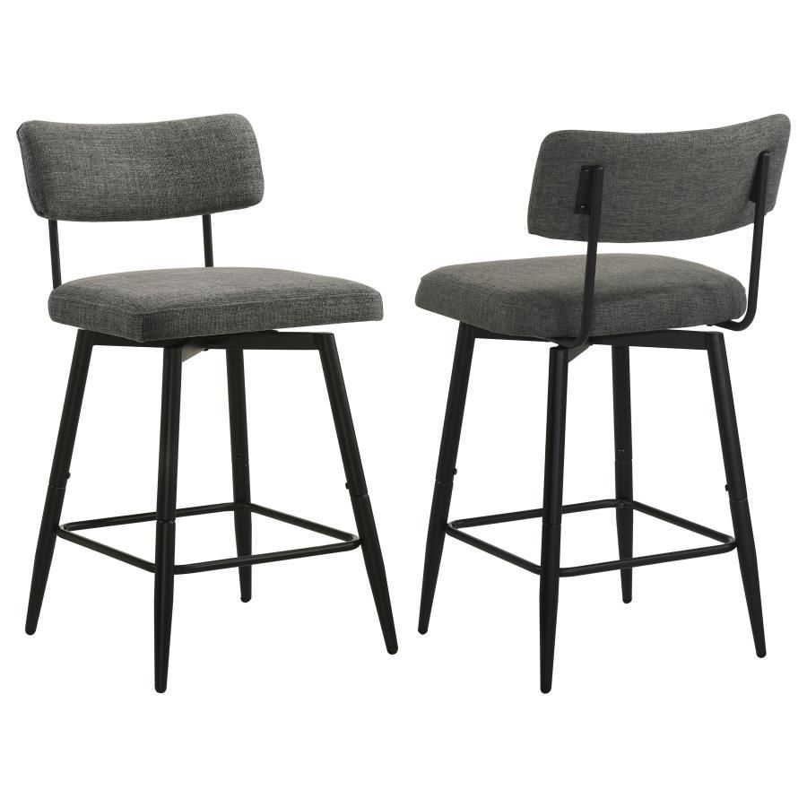 Levine Fabric Upholstered Swivel Counter Chair (Set of 2), Color: Grey